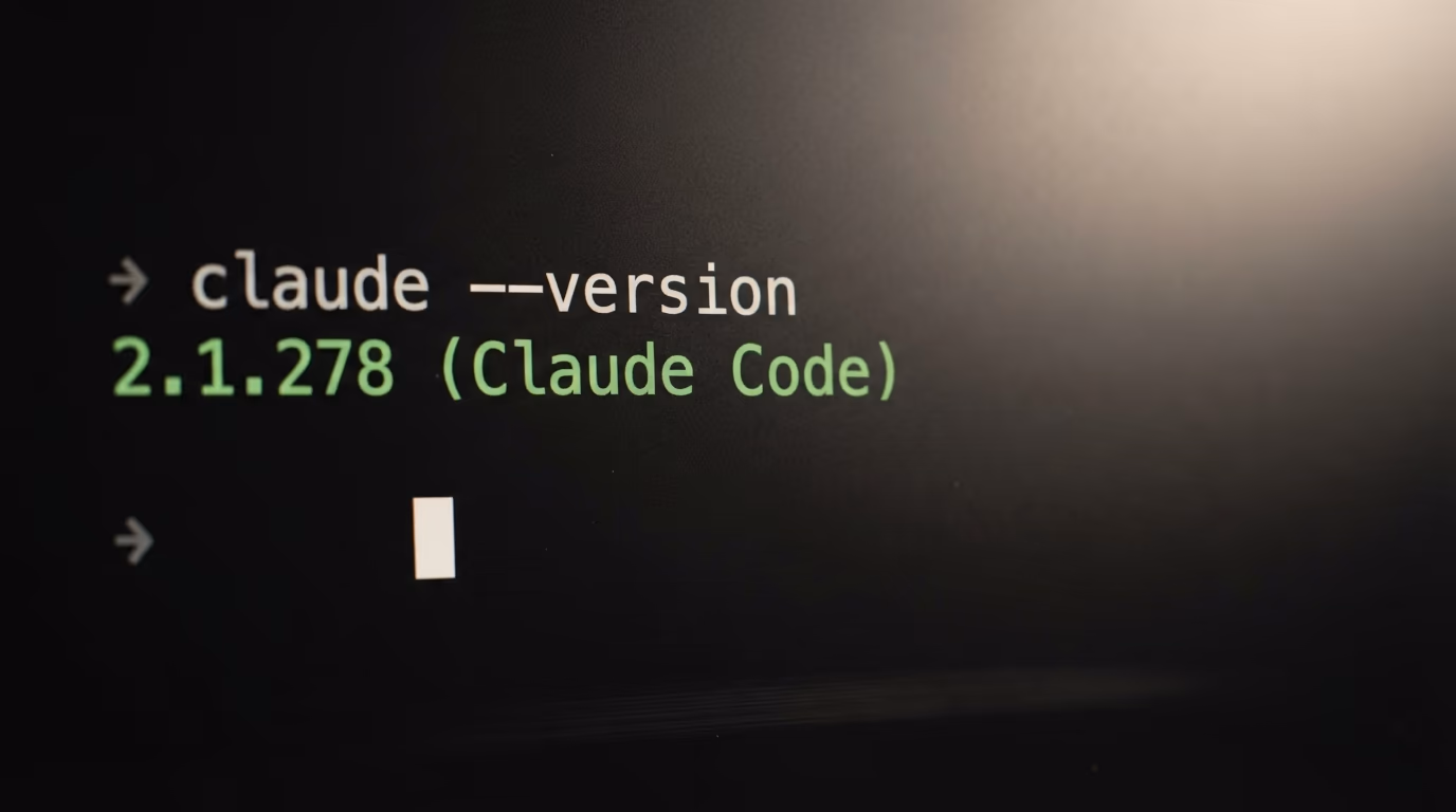 Checking the Claude Code version in a terminal before writing an AGENTS.md file