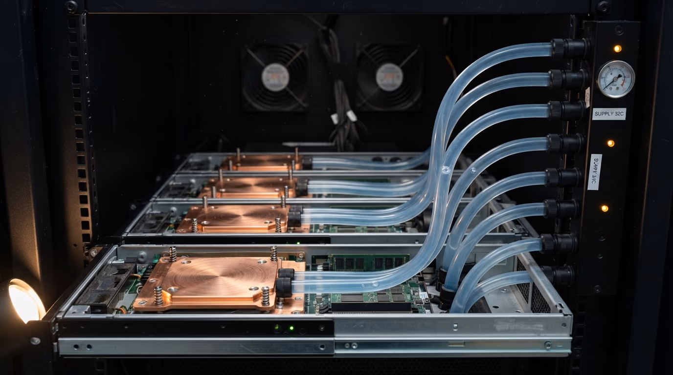 Why data centers use water, copper cold plates and coolant tubing inside an AI server rack