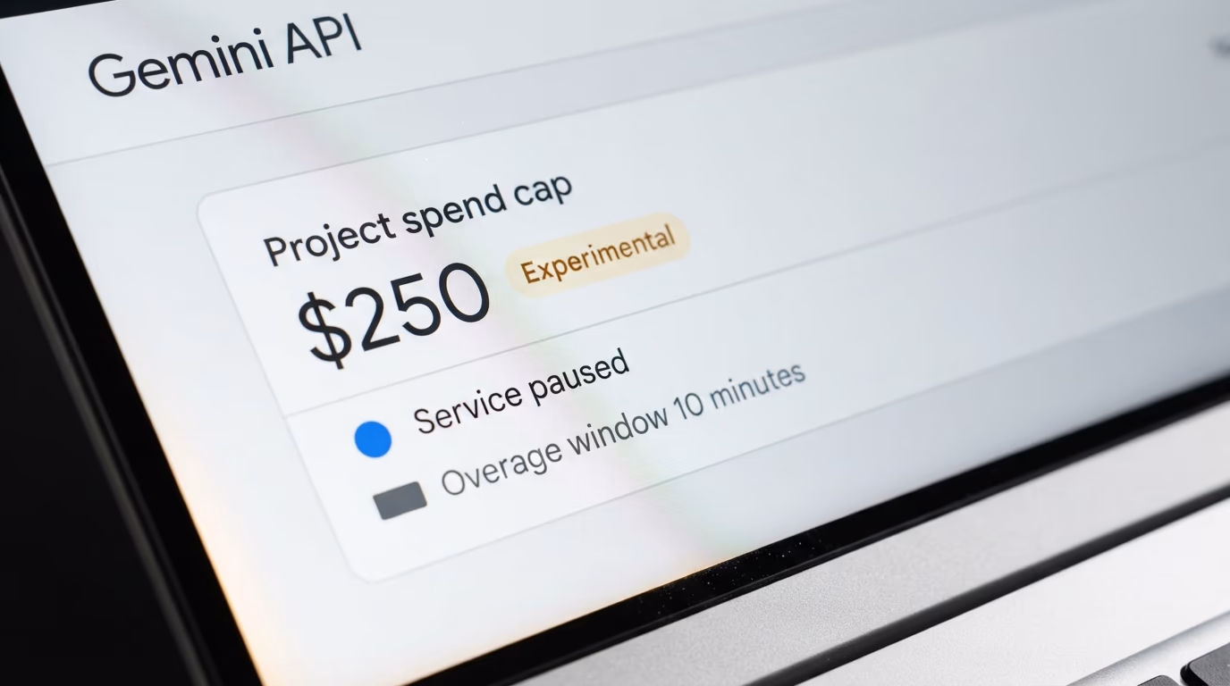 A Gemini API project spend cap marked experimental with a paused service status
