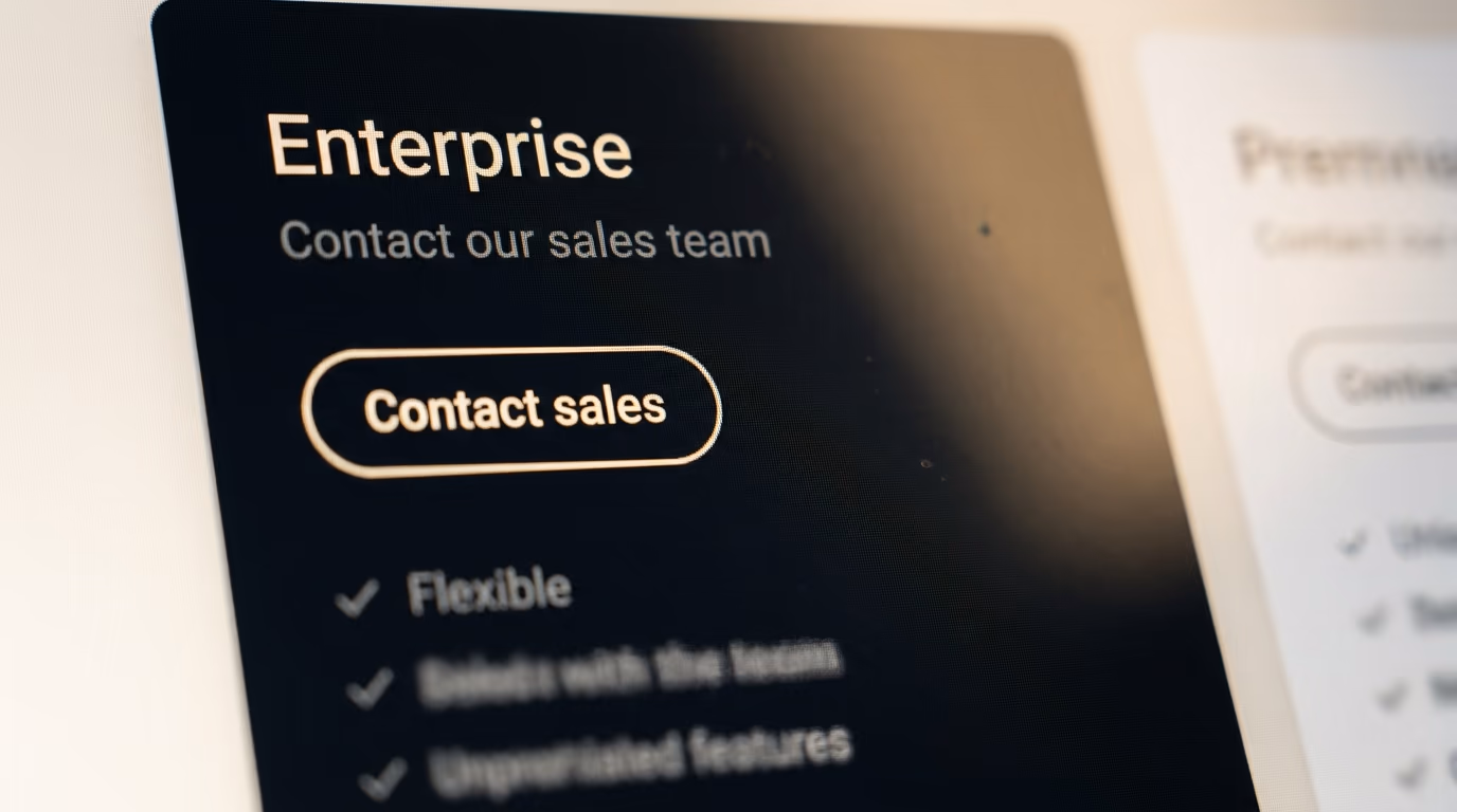 An enterprise pricing card showing a contact sales button instead of a price