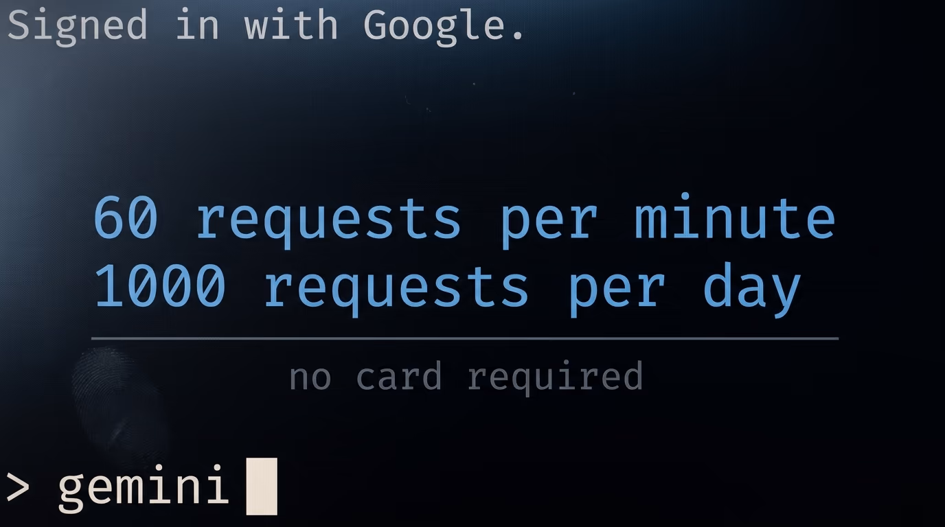 Free AI coding agent showing its daily request quota in a terminal