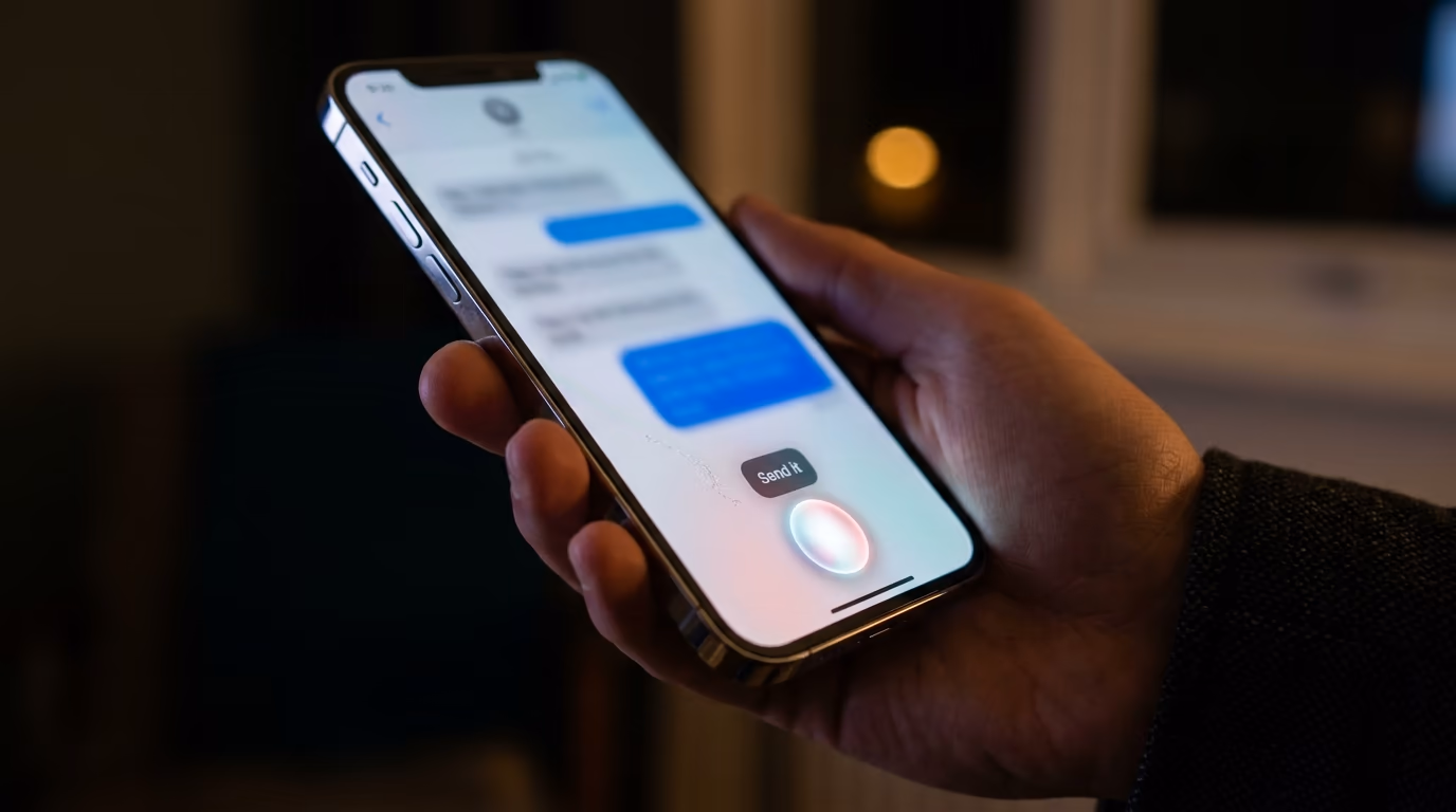 Siri AI taking an action inside the Messages app on an iPhone