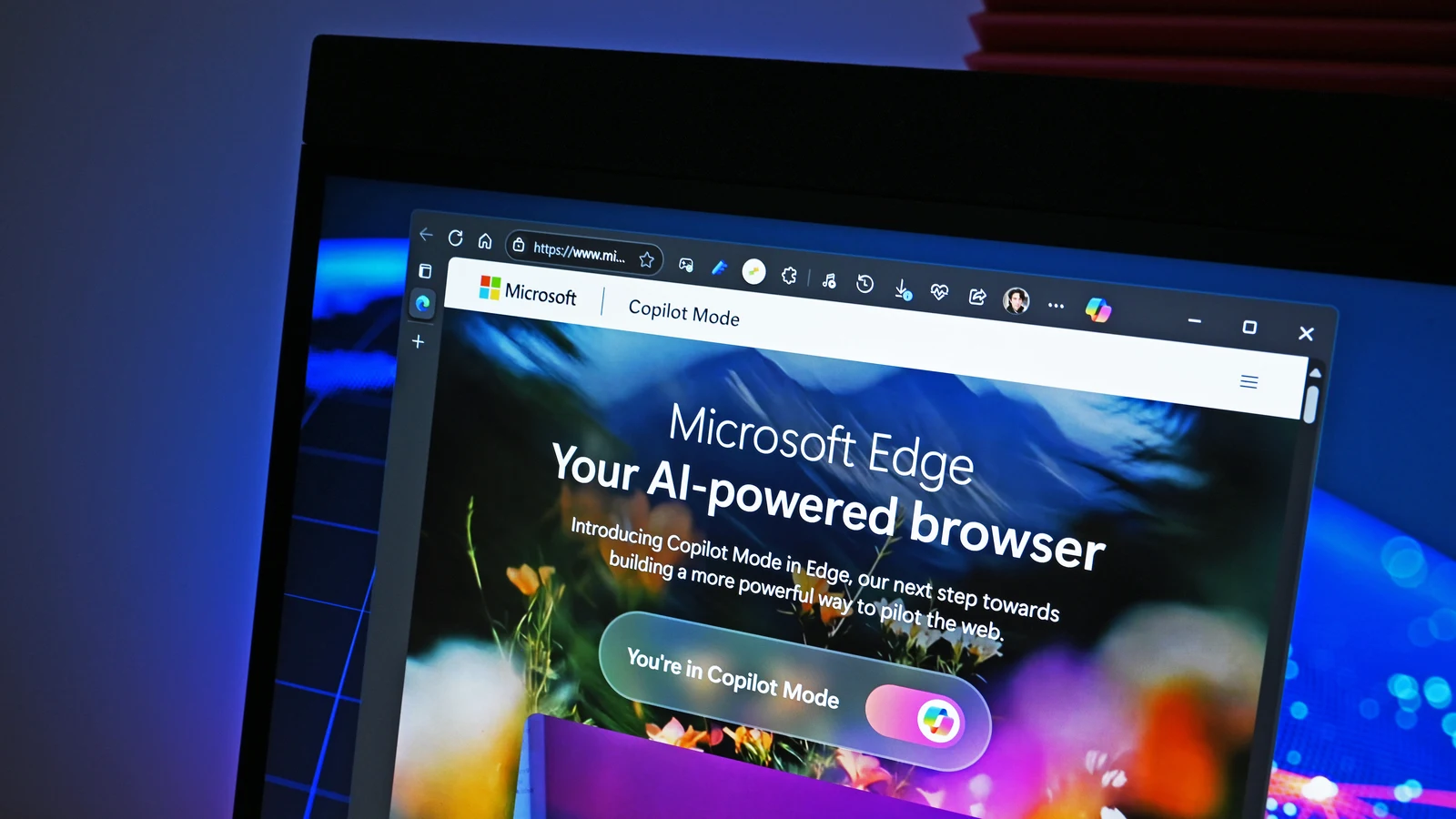 Microsoft Edge showing its AI powered browser page with Copilot Mode