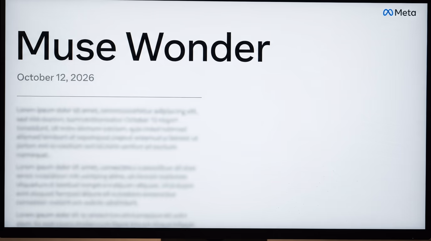 Meta research blog announcement page for Muse Wonder dated October 12, 2026