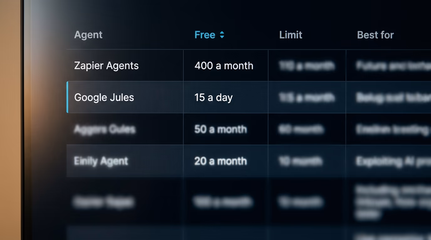 Best free AI agents ranked in a comparison table