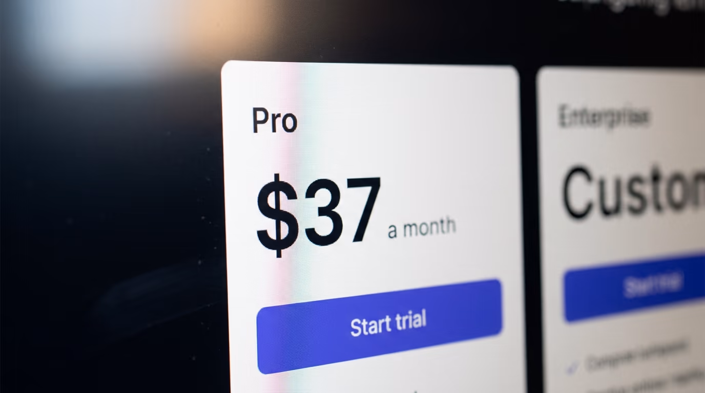 Pricing page showing no free plan for an AI agent