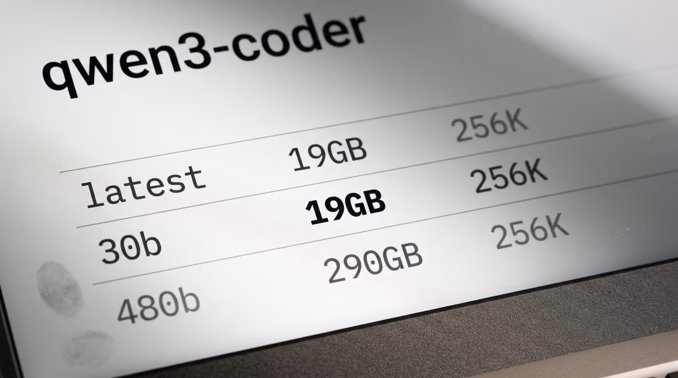 Best local LLM for coding, a model library listing with download sizes