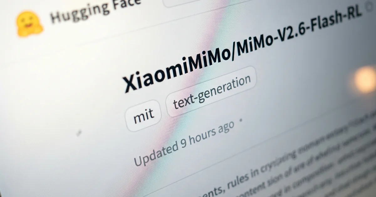 best open source AI model, the Hugging Face page for Xiaomi MiMo V2.6 showing its MIT license tag