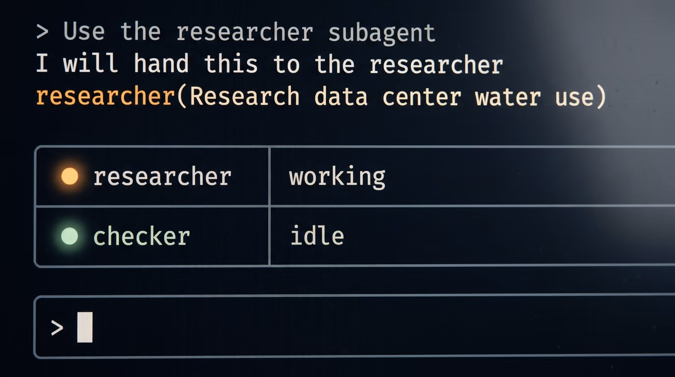 Claude Code subagent delegating a task inside a terminal session