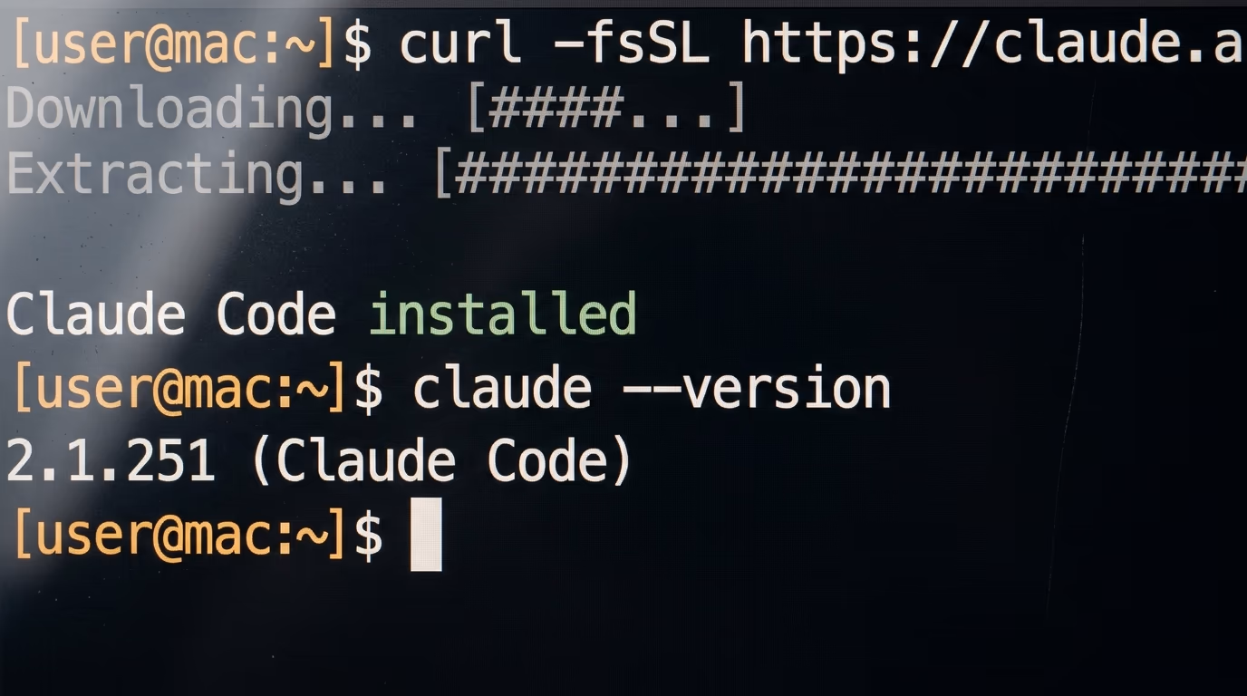 Installing Claude Code from a single command in a terminal window