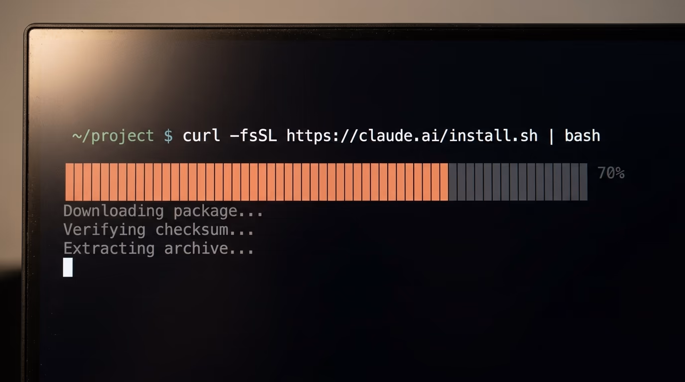 Claude Code install command running in a terminal window
