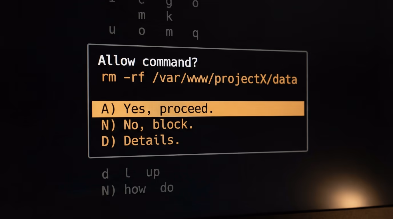 Terminal approval prompt asking before a command runs outside the workspace