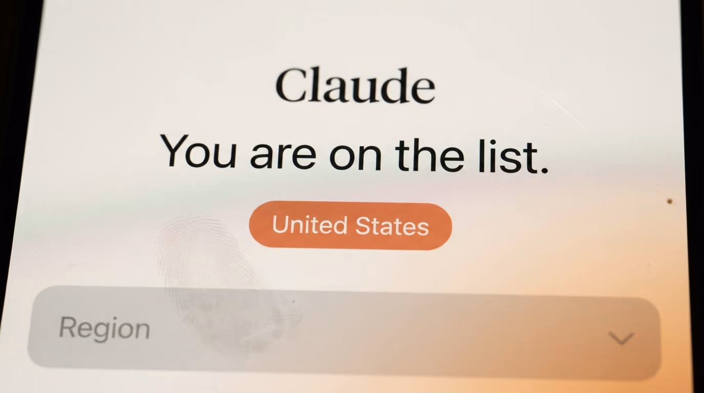 Claude Duet waitlist confirmation screen showing the United States restriction