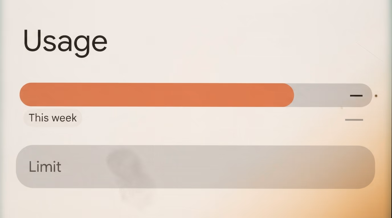 A usage meter on a Claude screen with the figure missing where a number should be