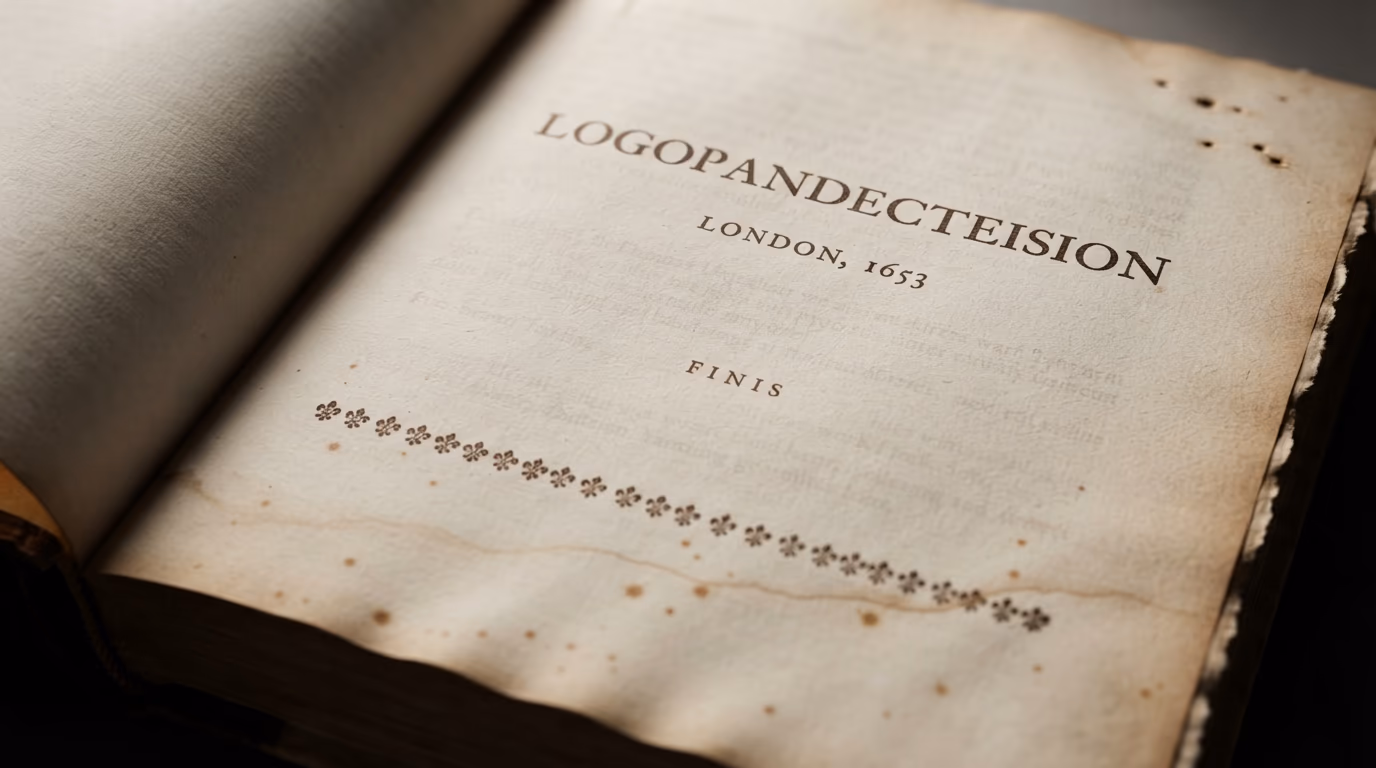 Title page of Sir Thomas Urquhart's Logopandecteision, printed in London in 1653
