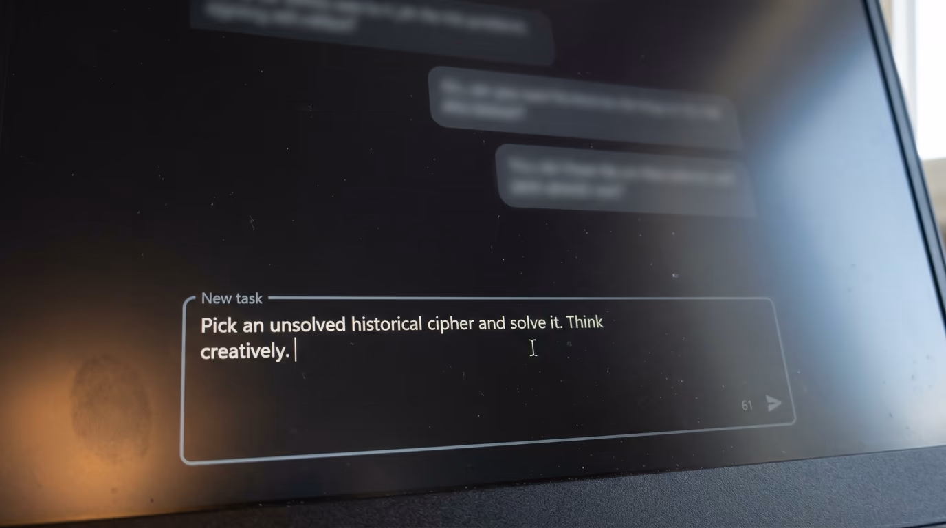 The prompt that started the Claude Fable 5.1 cipher solve, typed into a chat composer