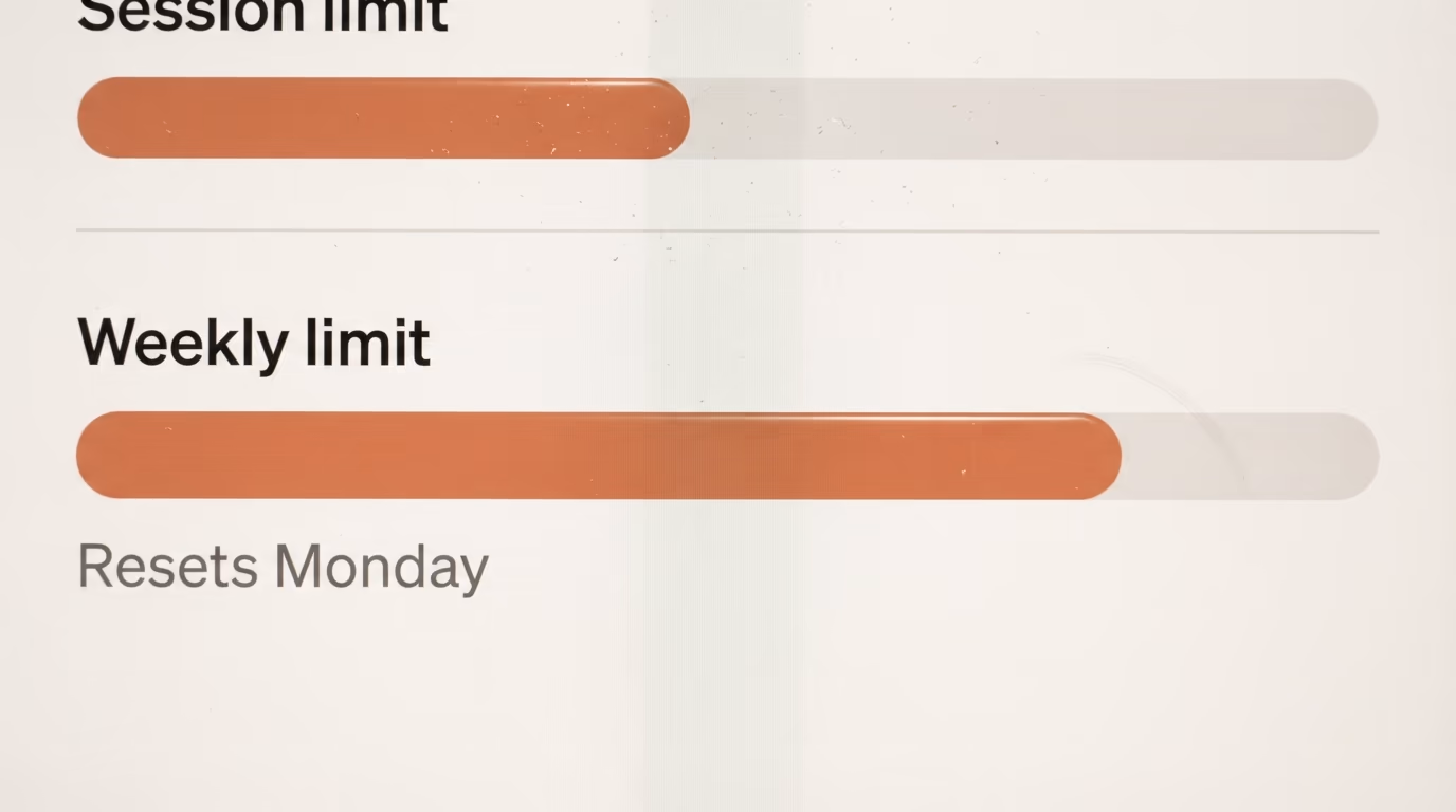 A weekly usage limit bar close to full with no number beside it, the figure Anthropic does not publish for Claude Slides