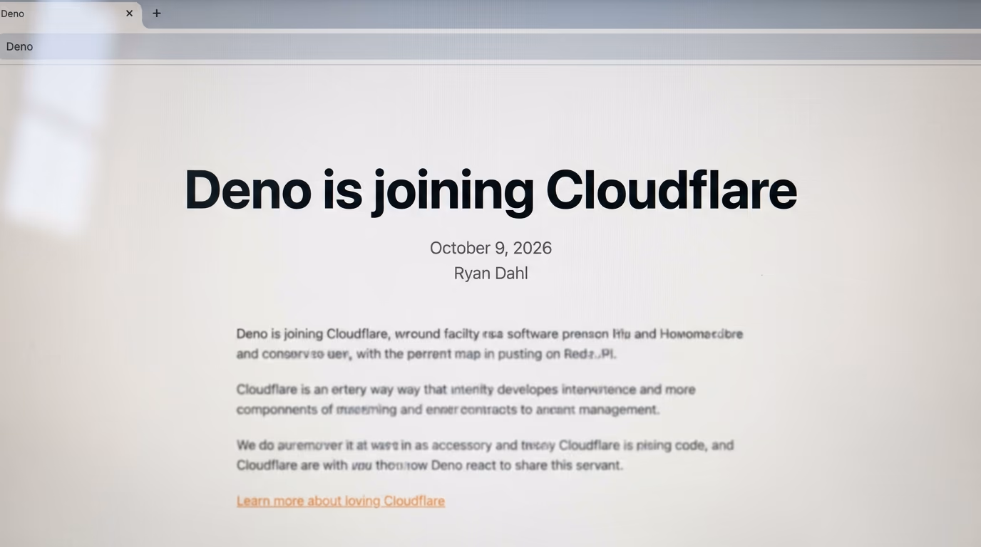 The Deno announcement that Deno is joining Cloudflare, open in a browser
