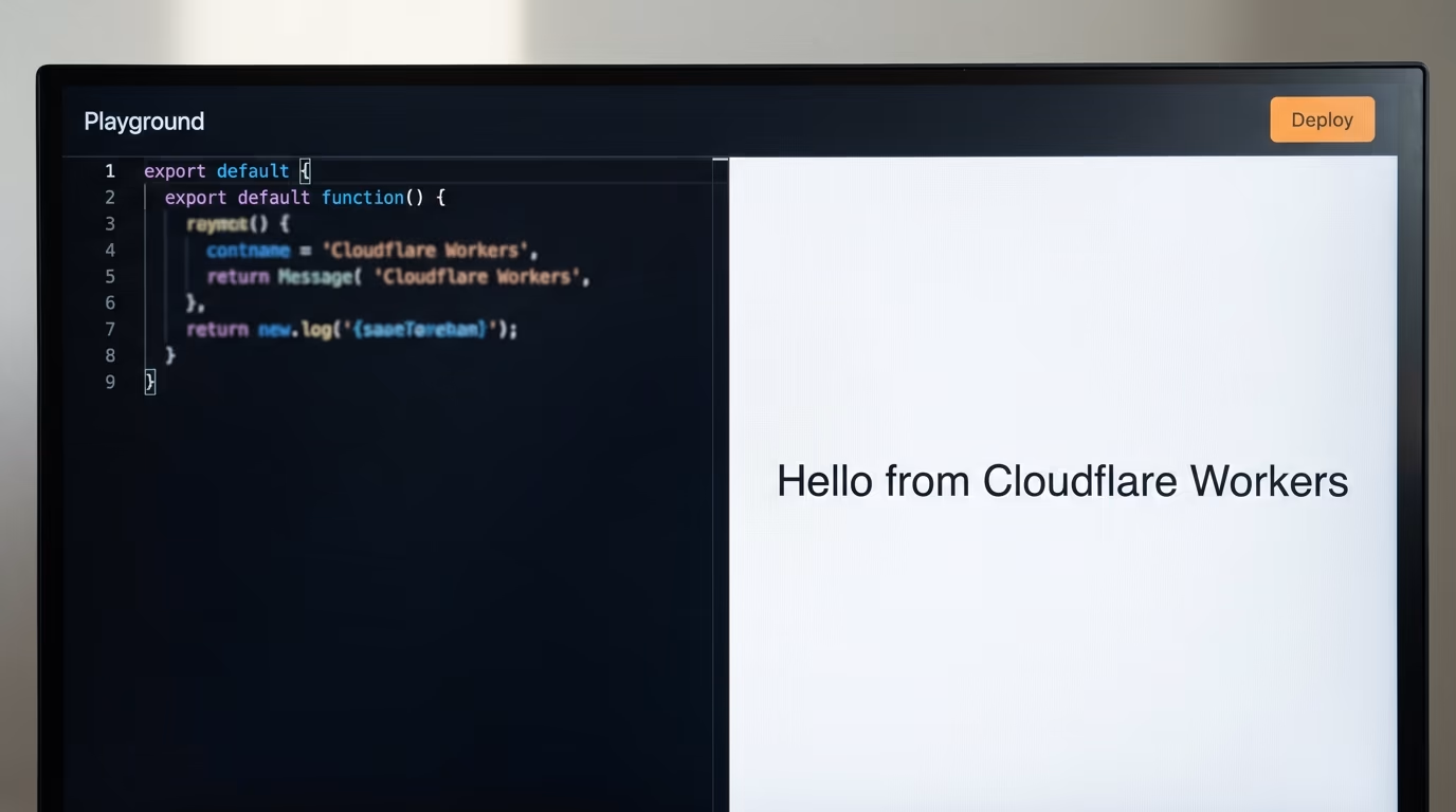 The Cloudflare Workers Playground in a browser, with the code editor beside the preview pane