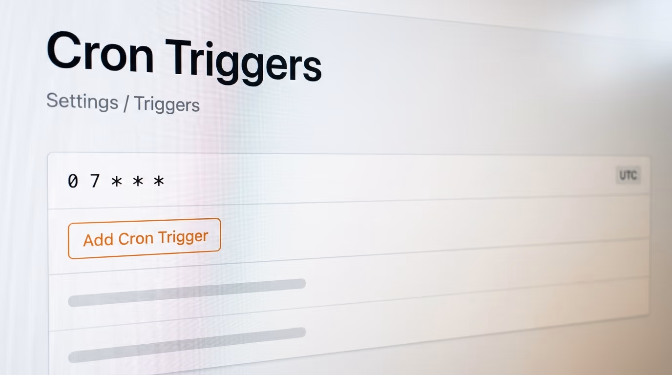 The Cron Triggers settings pane of a Cloudflare Worker with one schedule listed