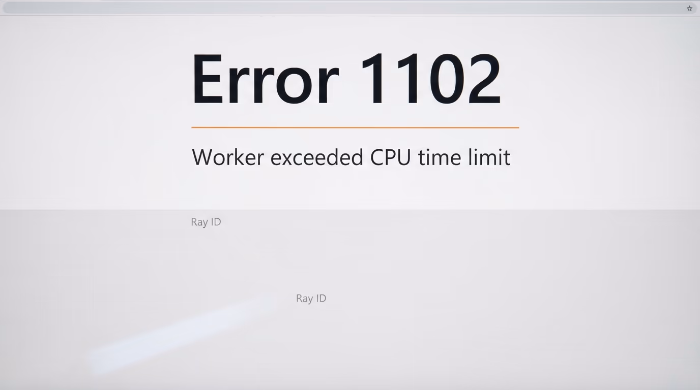 A browser showing the Cloudflare error page for a Worker that exceeded its CPU time limit