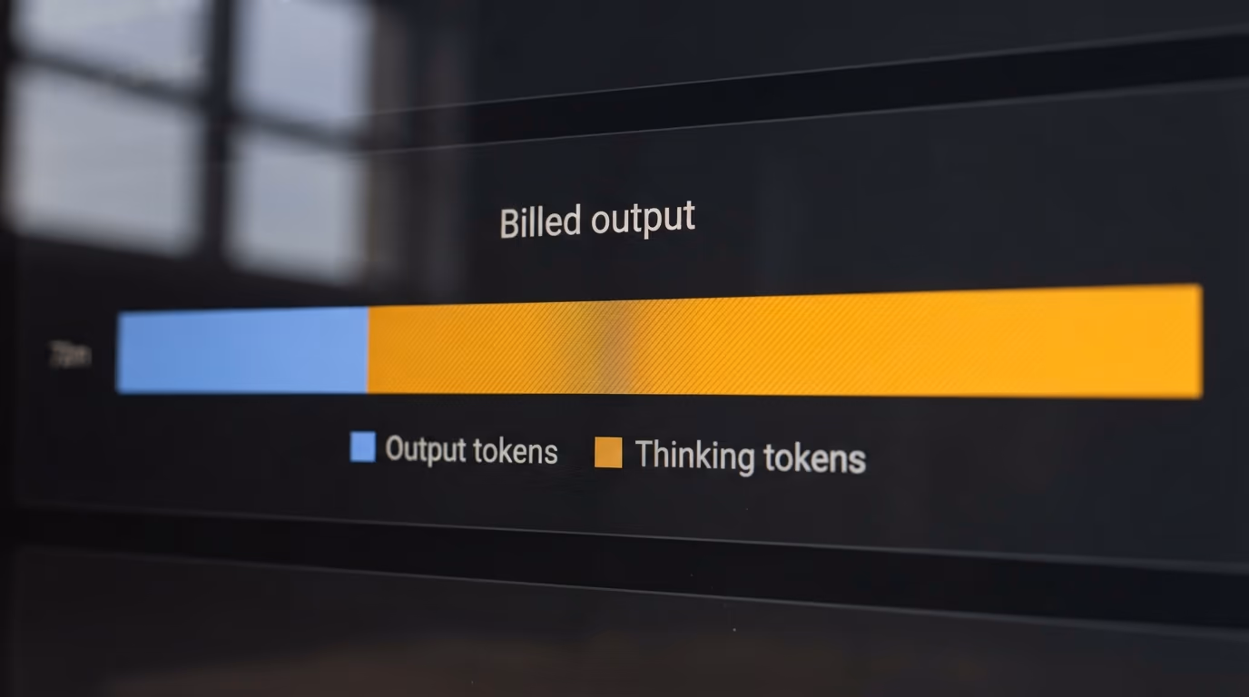 A billed output breakdown showing thinking tokens counted alongside output tokens