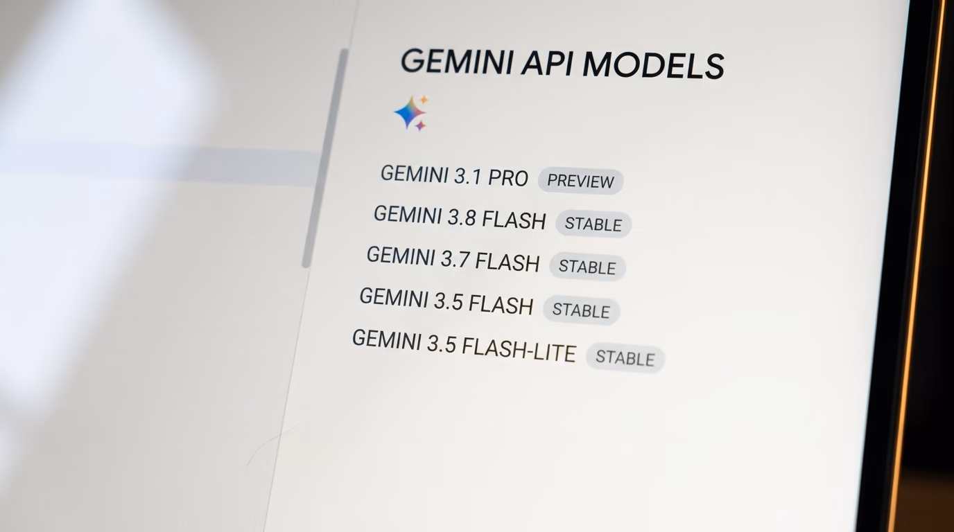 Google's Gemini API models documentation page listing available models with no Gemini 4 Argon entry