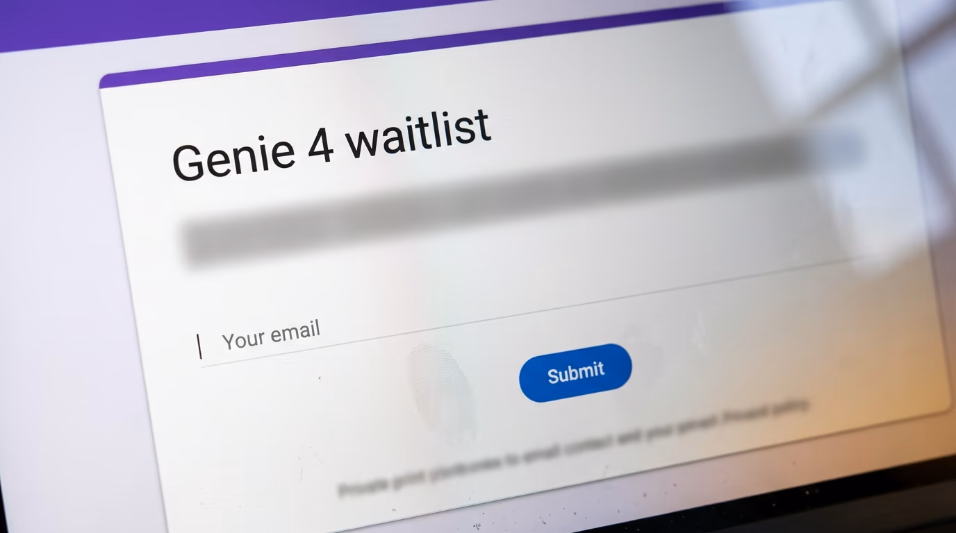 The Genie 4 waitlist form, the only public route into the model today