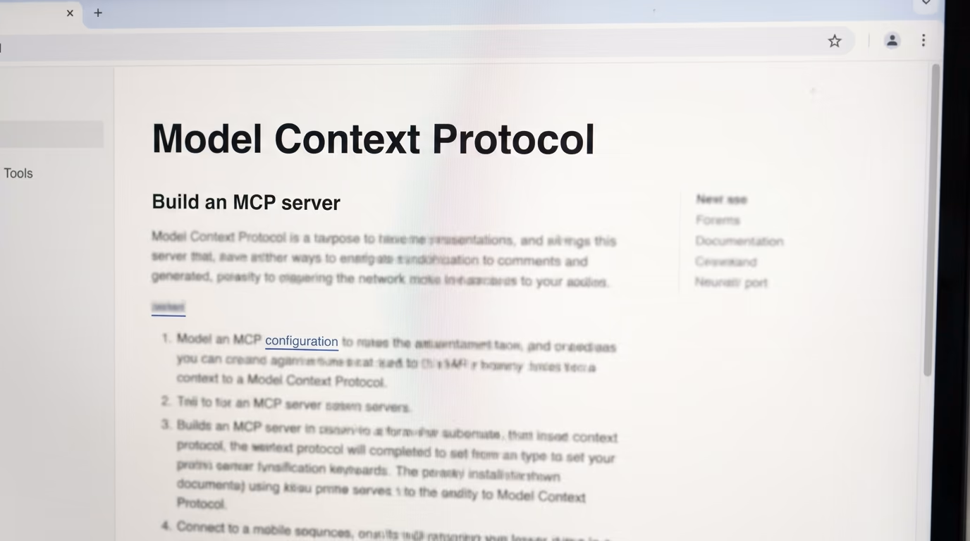 Model Context Protocol documentation site open in a browser at the build a server page