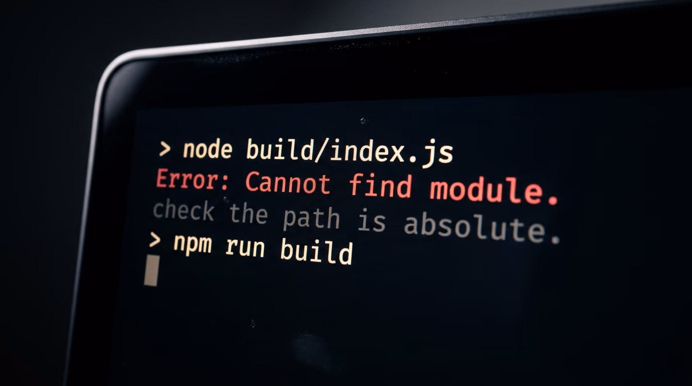 Terminal showing a cannot find module error when starting the MCP server