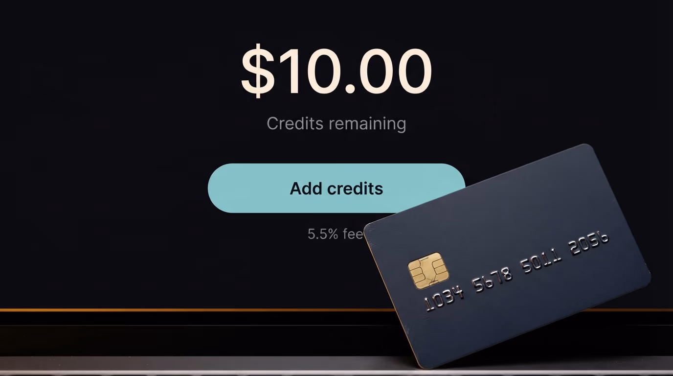 The OpenRouter credits page showing a balance and the add credits button