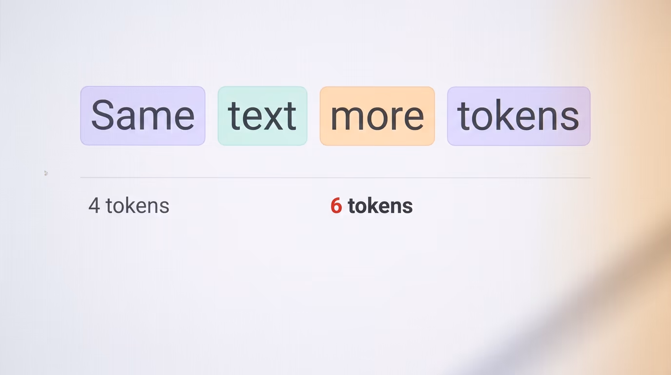 Tokenizer token count, the same words cut into a different number of billable tokens