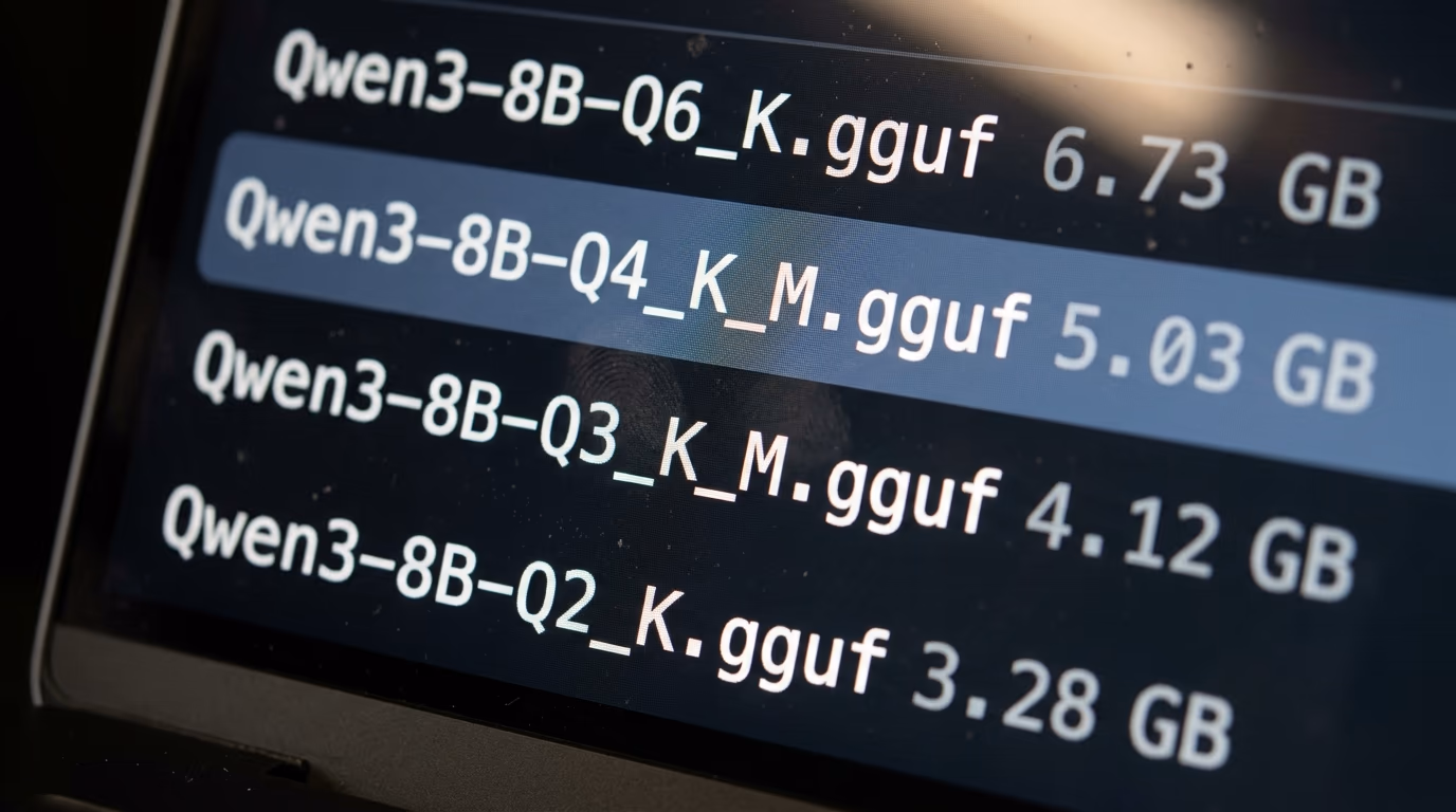 Model file list with the Q4_K_M file name and its size in focus
