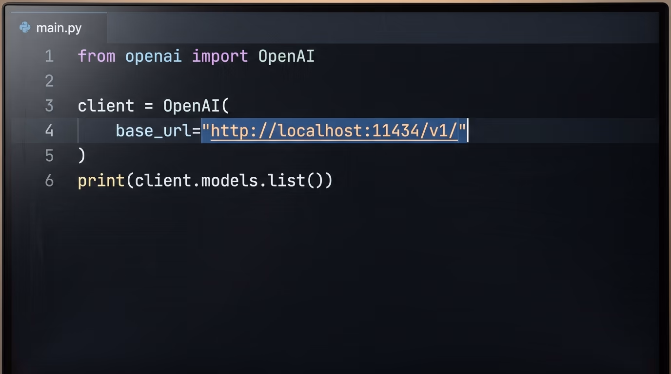 A Python client pointed at a local model server instead of a hosted API