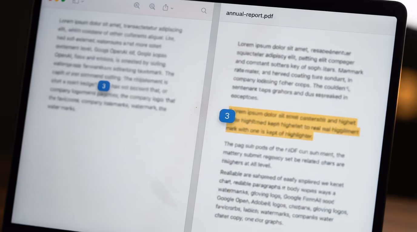 A numbered citation in an answer linked to the highlighted passage inside the source PDF