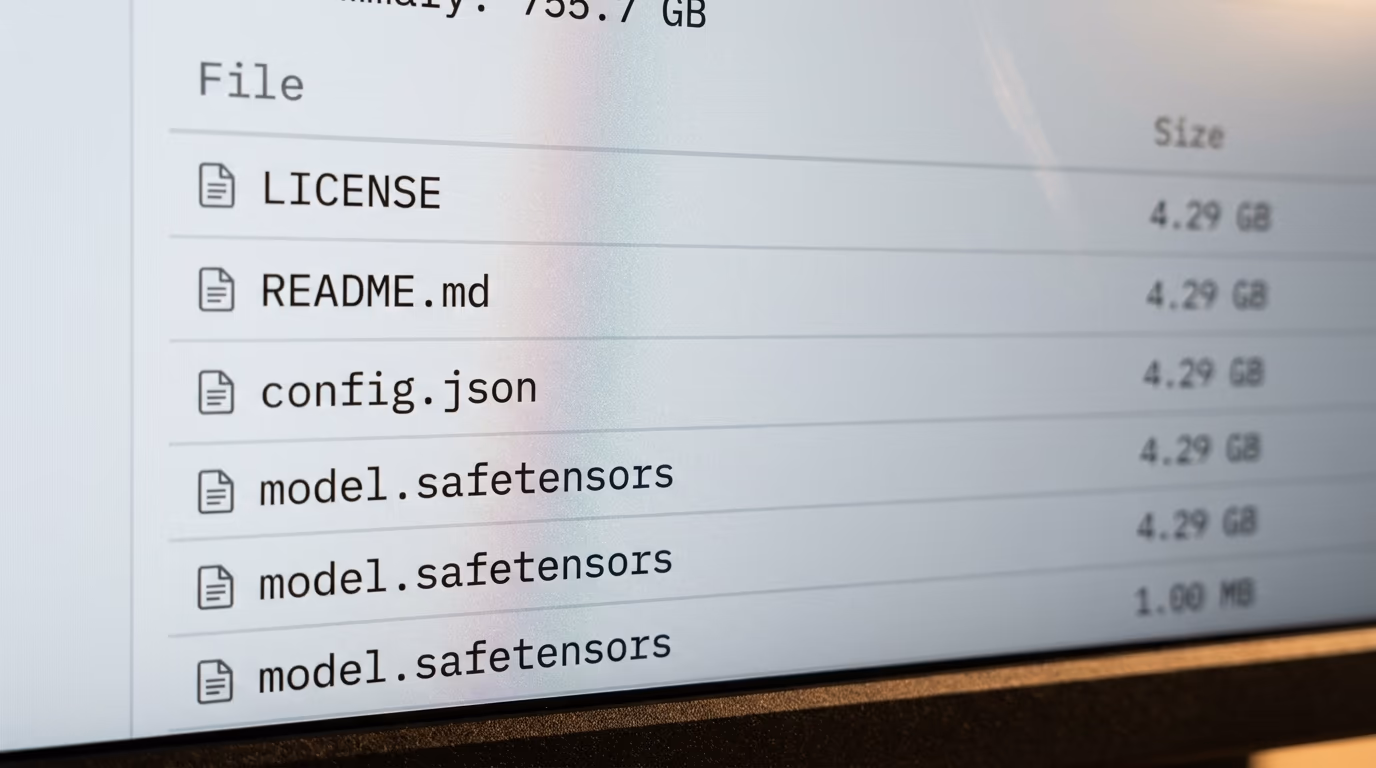 File list of an open weight model repository showing safetensors files and a 755.7 GB total