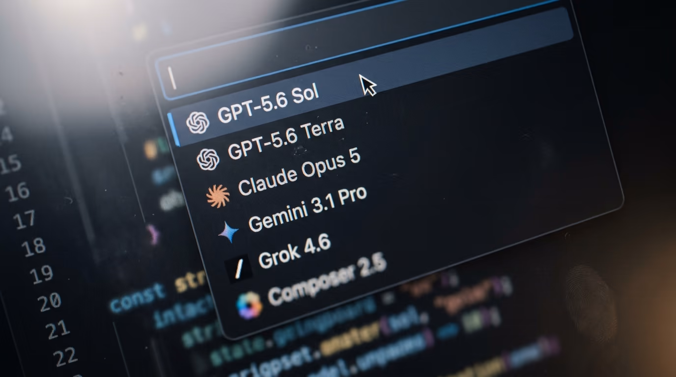 OpenAI Codex vs Cursor, the Cursor model menu showing GPT listed above Claude and Grok