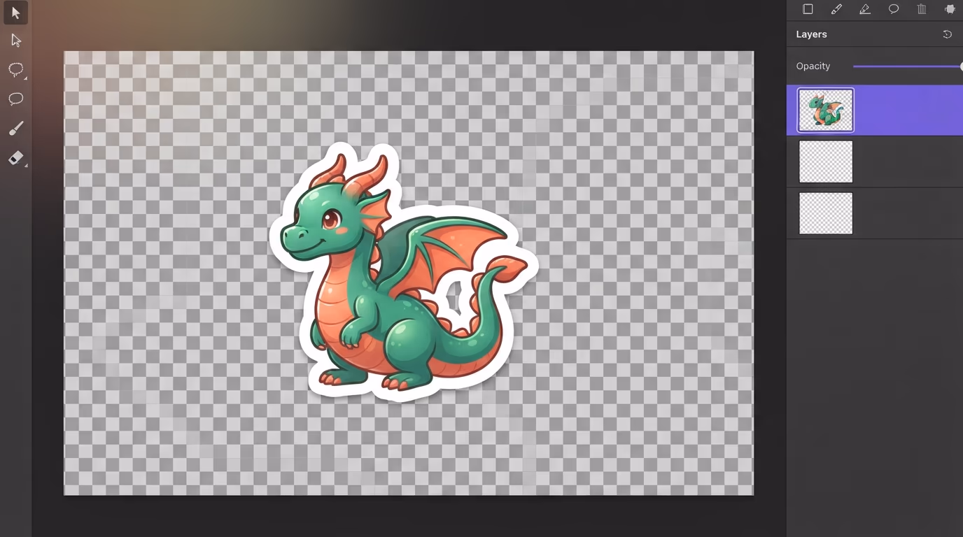 Transparent image generated by Qwen Image 2.1 on an alpha checkerboard in an image editor