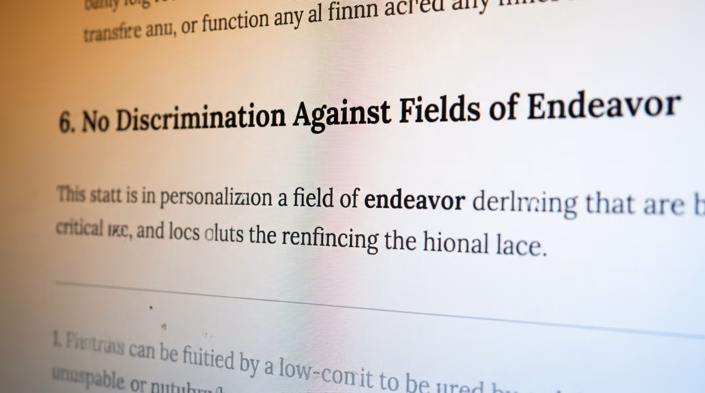 The Open Source Definition clause on no discrimination against fields of endeavor
