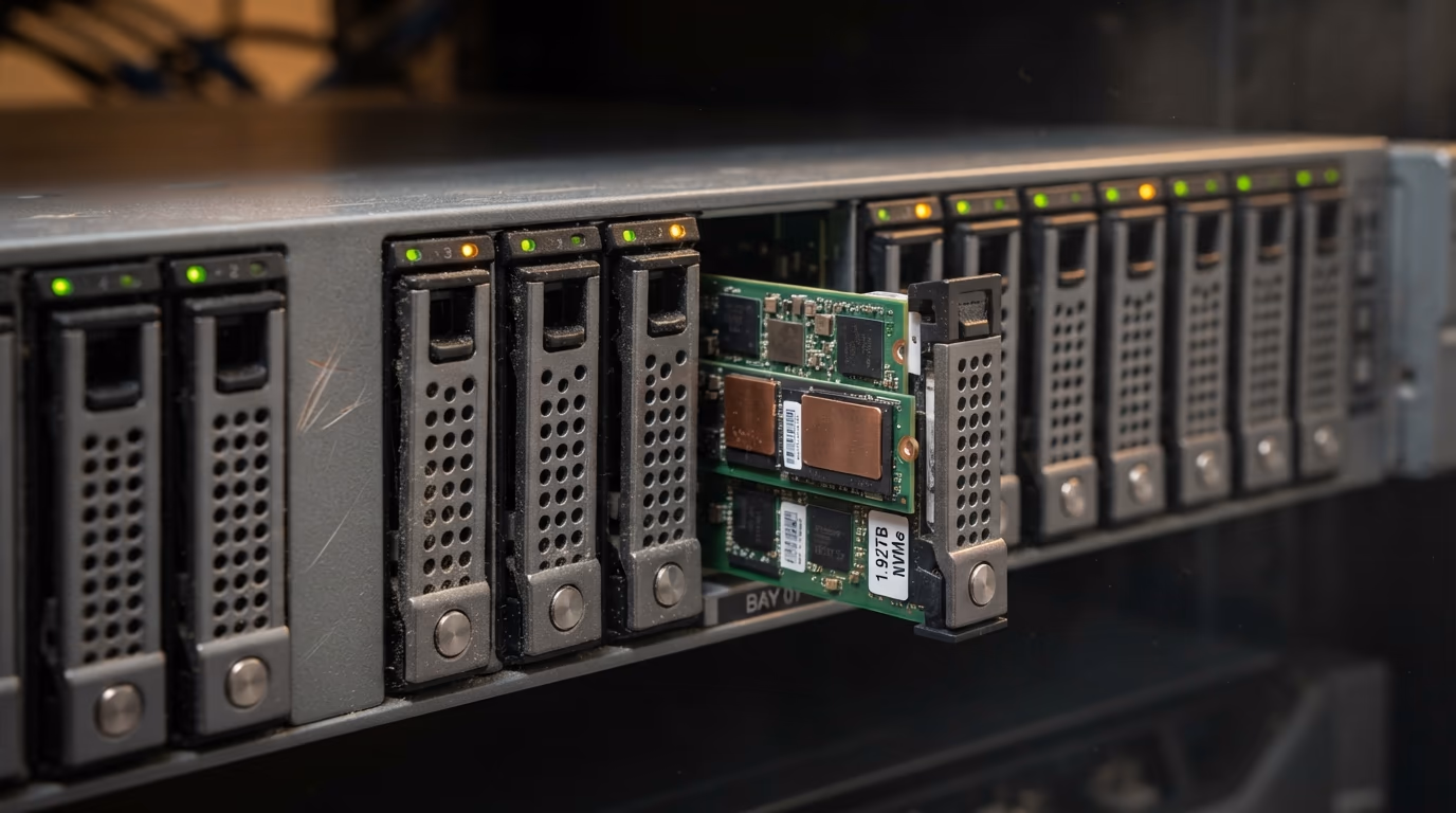 What lands on the bill besides the GPU hour, NVMe drives in a server bay