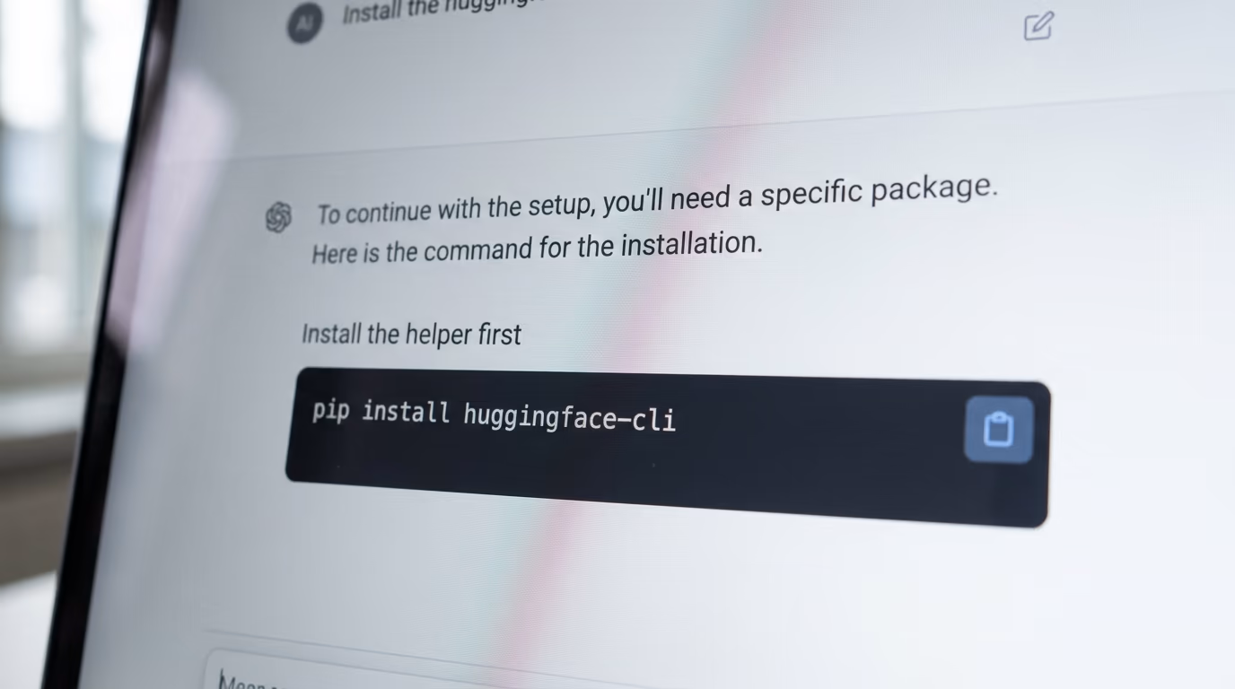 An AI chat answer recommending a pip install command for a package name