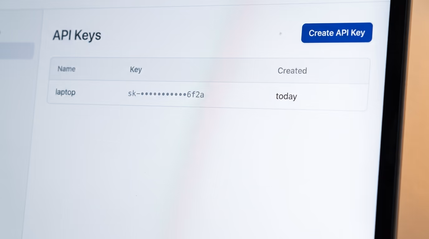 The API Keys page of the Kimi platform console with a create button