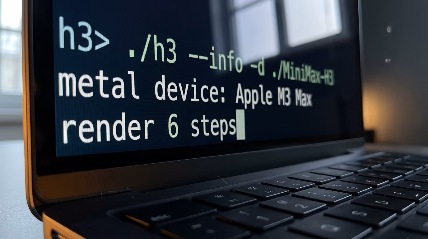 MiniMax H3 running from a terminal on an Apple Silicon Mac