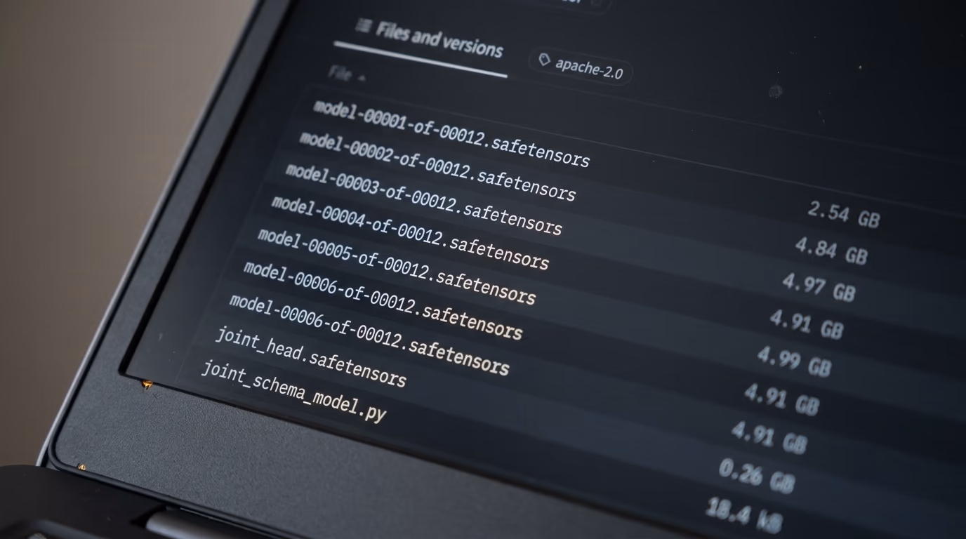 The Clef file list on Hugging Face showing a dozen weight files of about 5 GB each
